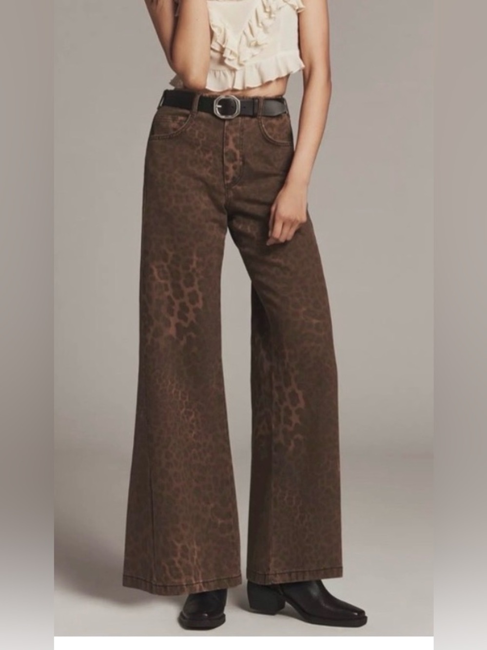PILCRO Adi leopard wide leg pants jeans 20w